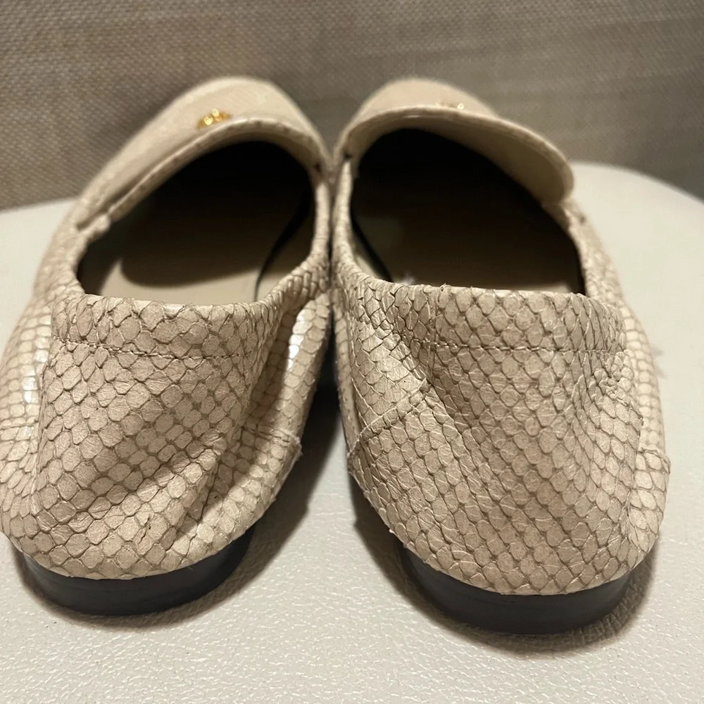 Tory Burch Logo Nude Leather Ballet Loafers Flats Women’s Size 8